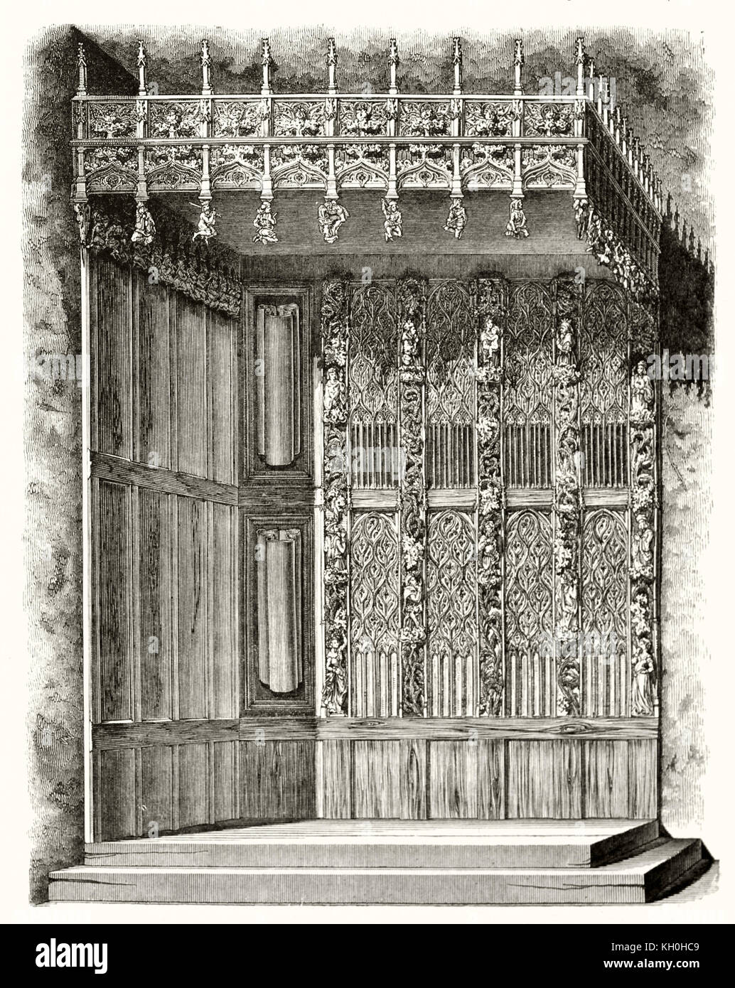 Graviert Reproduktion der "Lit de justice von Argentelles" (tatsächlich in Philadelphia Museum der Kunst gehalten). Publ. Auf Magasin Pittoresque, Paris, 1847 Stockfoto