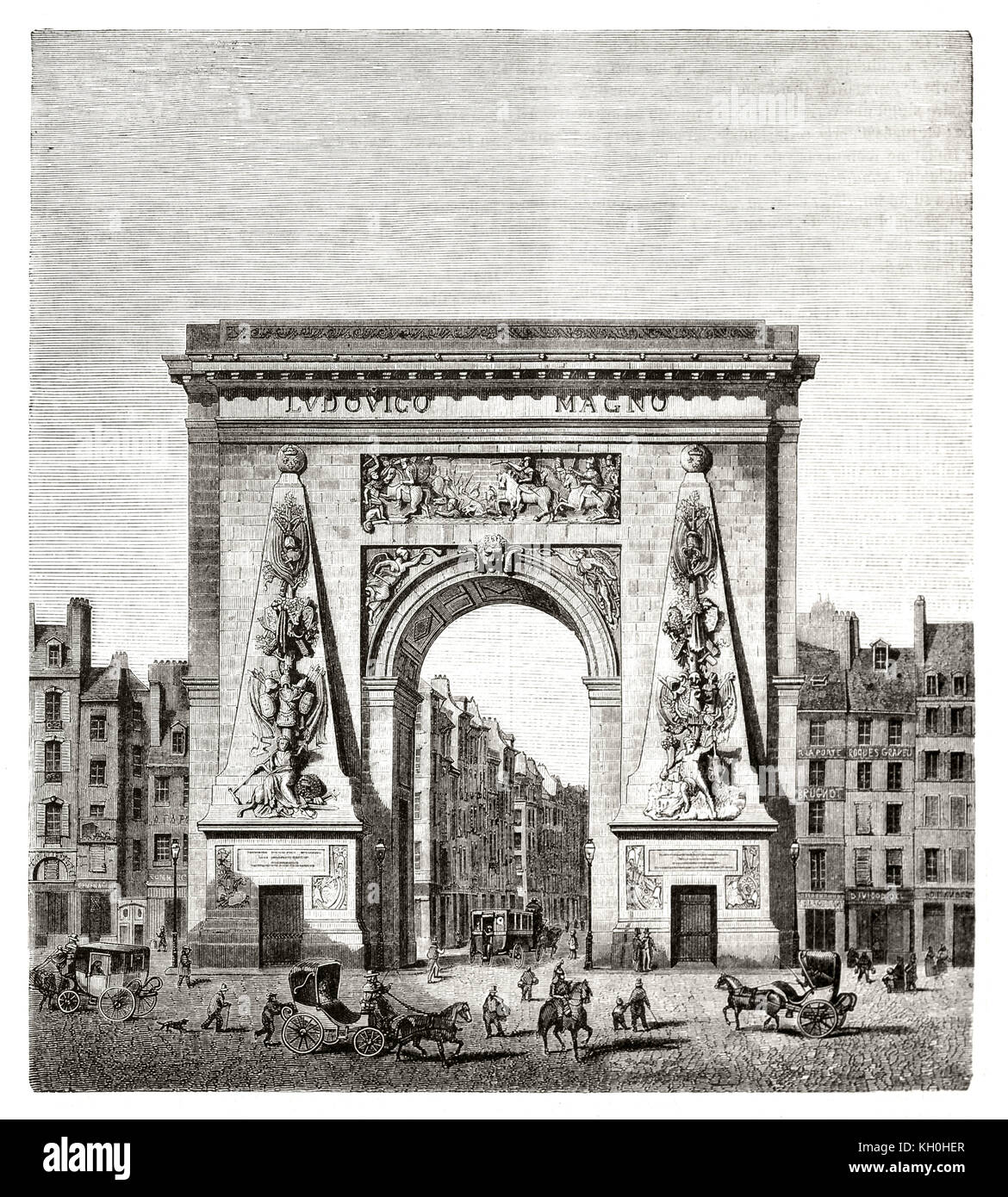 Alte Ansicht der Porte Saint-Denis, Paris. Von Blondel, Publ. Auf Magasin Pittoresque, Paris, 1847 Stockfoto