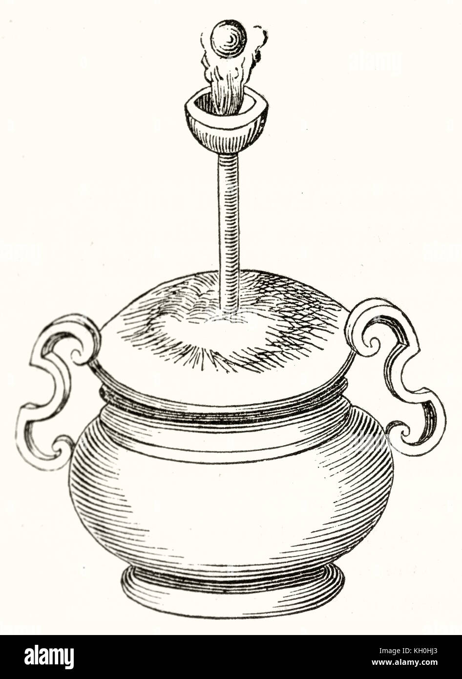 Alte Illustration einer Dampf Topf Entladen einer Gewehrkugel. Von unbekannter Autor, Hrsg. auf Magasin Pittoresque, Paris, 1847 Stockfoto