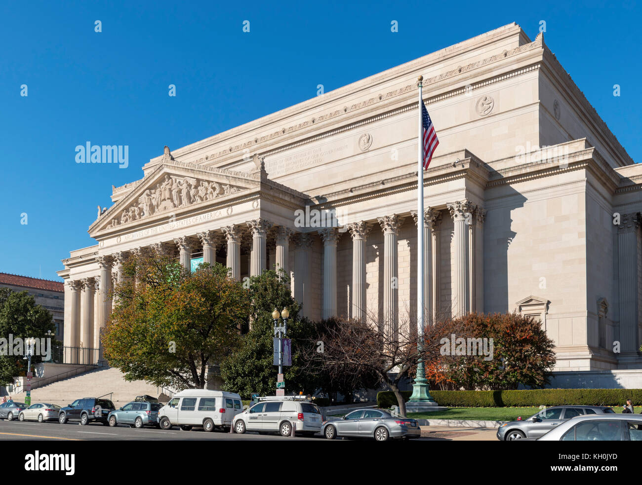 National Archives Gebäude, Constitution Avenue, Washington DC, USA Stockfoto