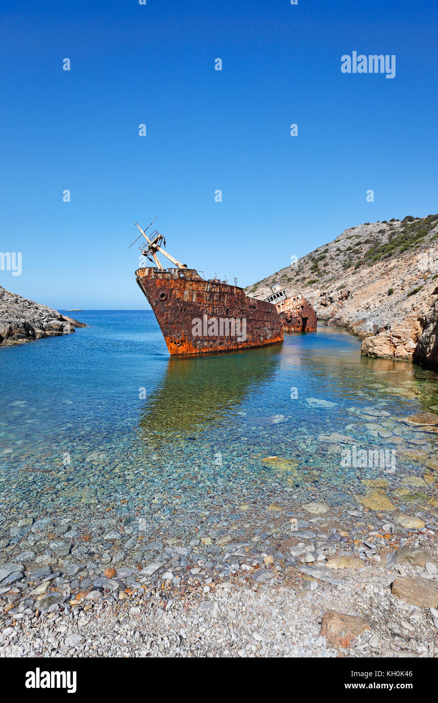 Olympia Schiffbruch von amorgos Insel der Kykladen, Griechenland Stockfoto