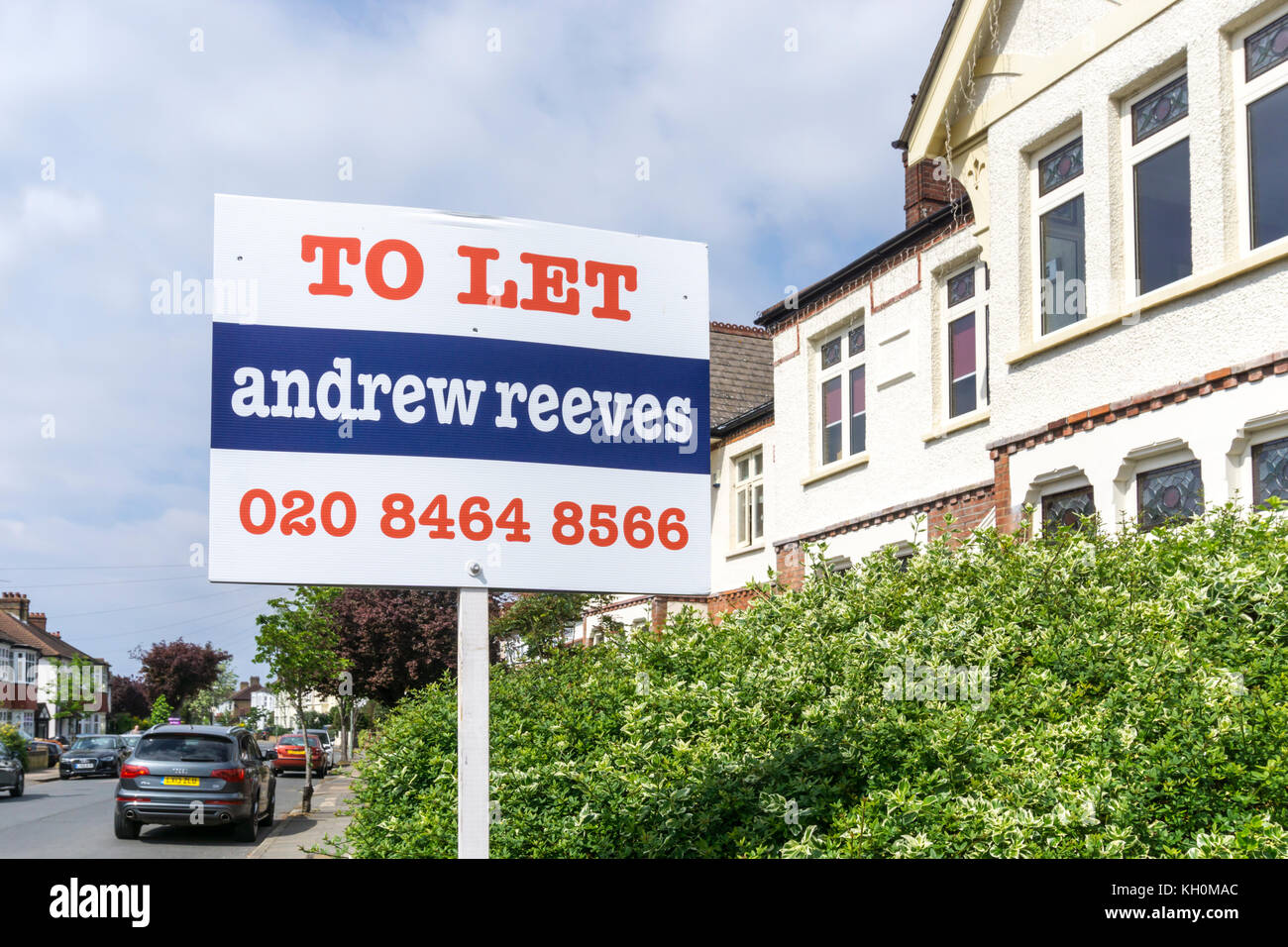 Estate Agent zu vermieten Schild an einem Haus in Bromley, South London Stockfoto