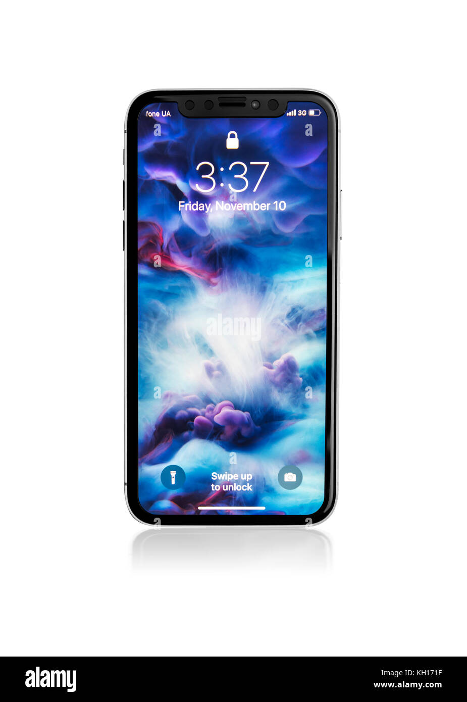 Neue Iphone x10 auf einem weißen Hintergrund, Studio gedreht. Stockfoto