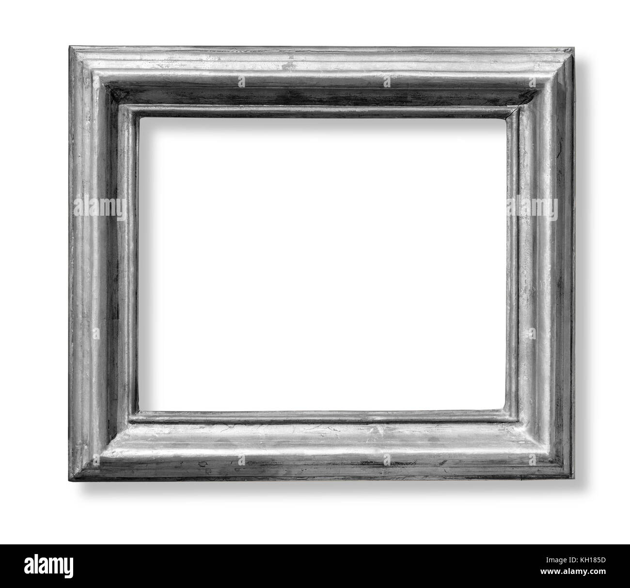 Silber alten grunge Frame auf weißem Hintergrund mit Freistellungspfad isoliert Stockfoto