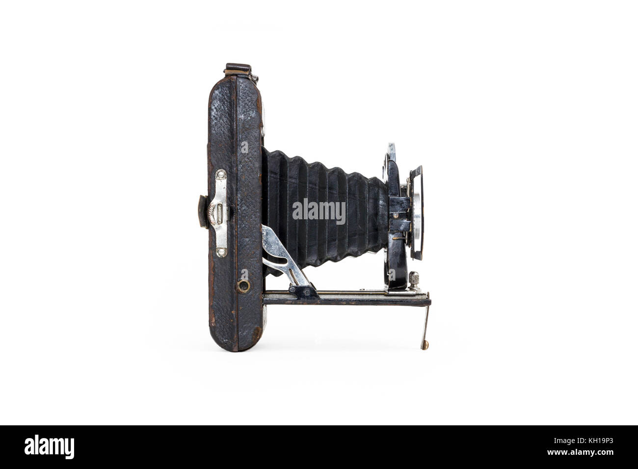 Im frühen 20. Jahrhundert Metzger Watch Pocket Karabiner 120 Rollfilm Kamera, 1910-1920, vor einem weißen Hintergrund isoliert Stockfoto