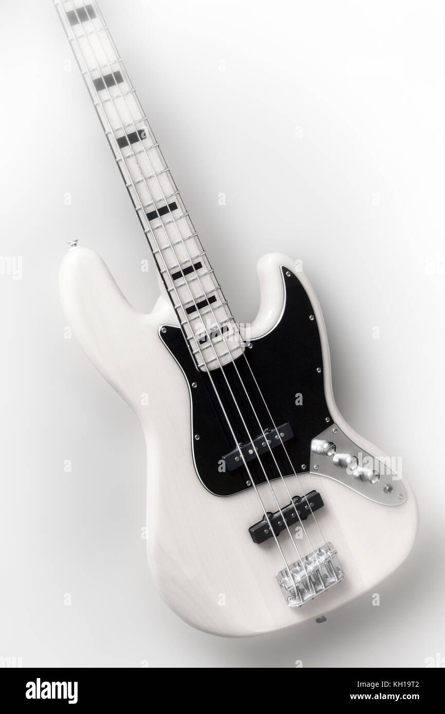 Nahaufnahme einer Kotflügel Stil Electric Jazz Bass Gitarre Stockfoto