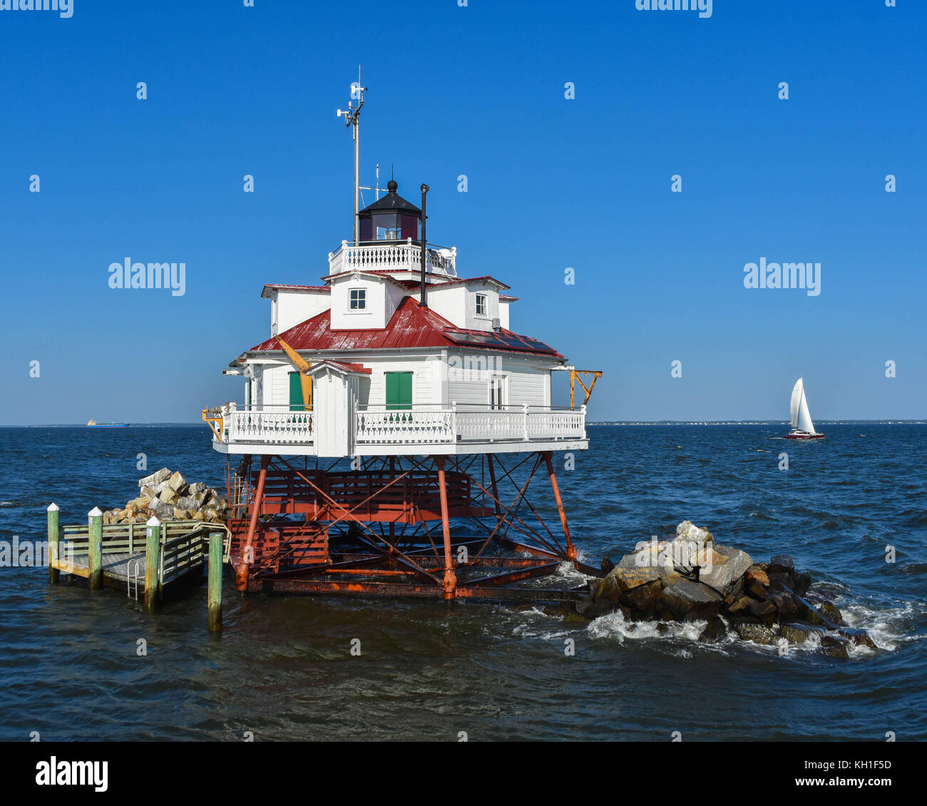 Thomas Punkt Shoal Licht Leuchtturm, Chesapeake Bay, Maryland Stockfoto