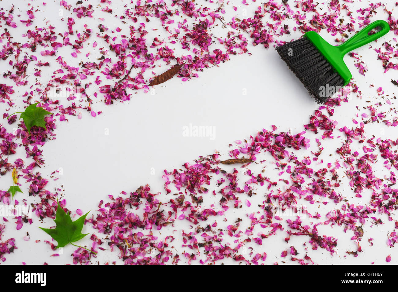 Frühjahrsputz. Home Reinigung mit Staubsauger und kopieren Sie Raum für eine Textnachricht Stockfoto