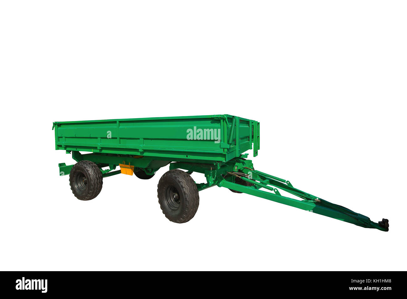 Neue grüne landwirtschaftliche Anhänger auf weißem Hintergrund mit Freistellungspfad isoliert Stockfoto