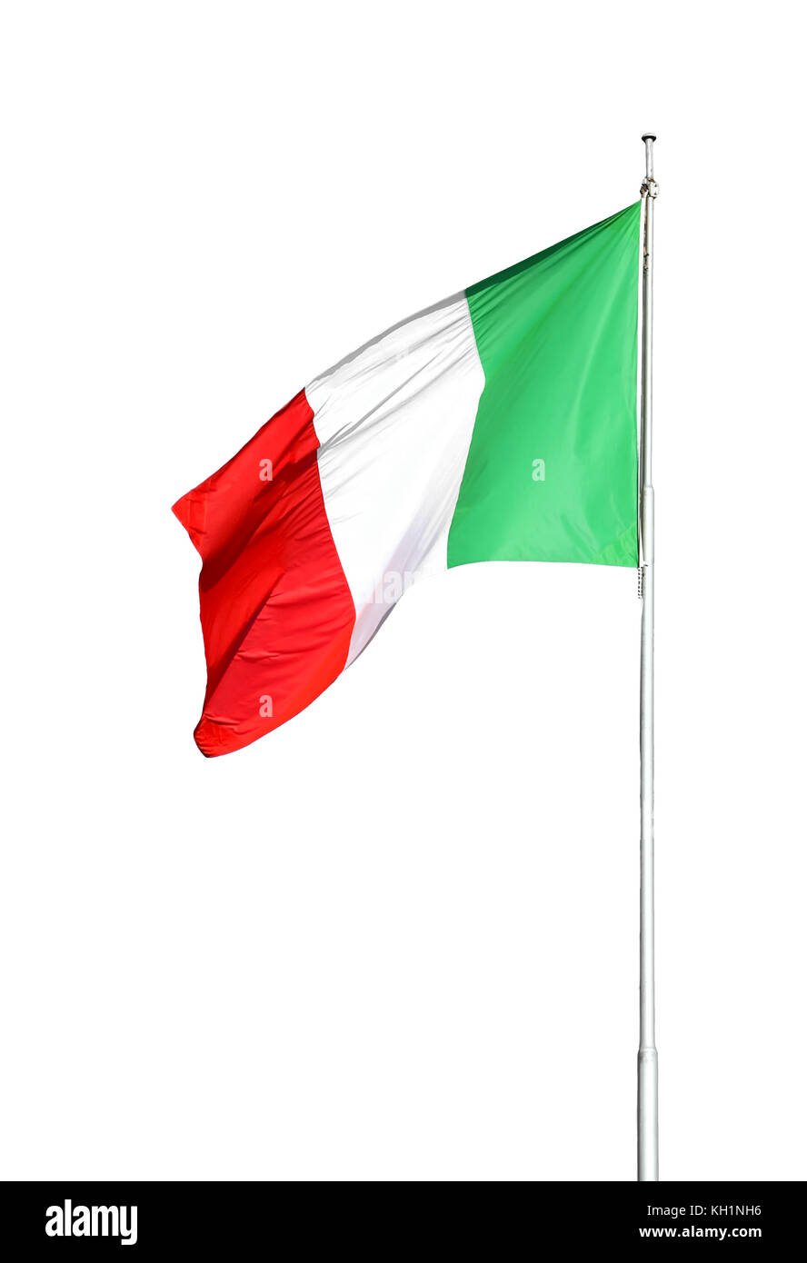 Große isolierte italienische Flagge auf weißem Hintergrund Stockfoto