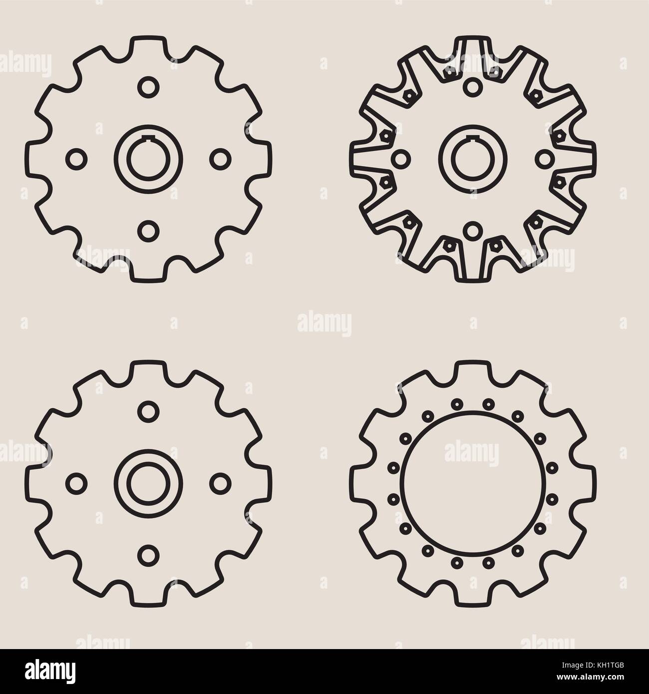 Ritzel und Rad Vector Icons Stock-Vektorgrafik - Alamy