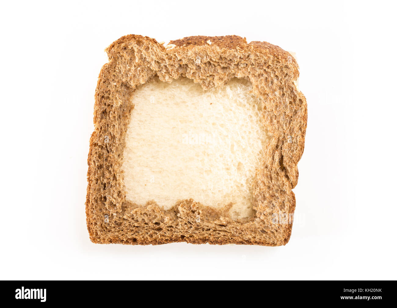 Sandwich Scheiben Brot mit Loch, auf weißem Hintergrund Stockfotografie -  Alamy