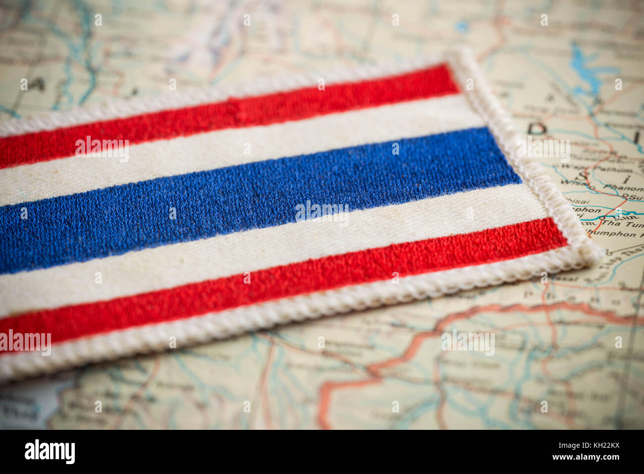 Thailand Flagge auf der Karte Stockfoto
