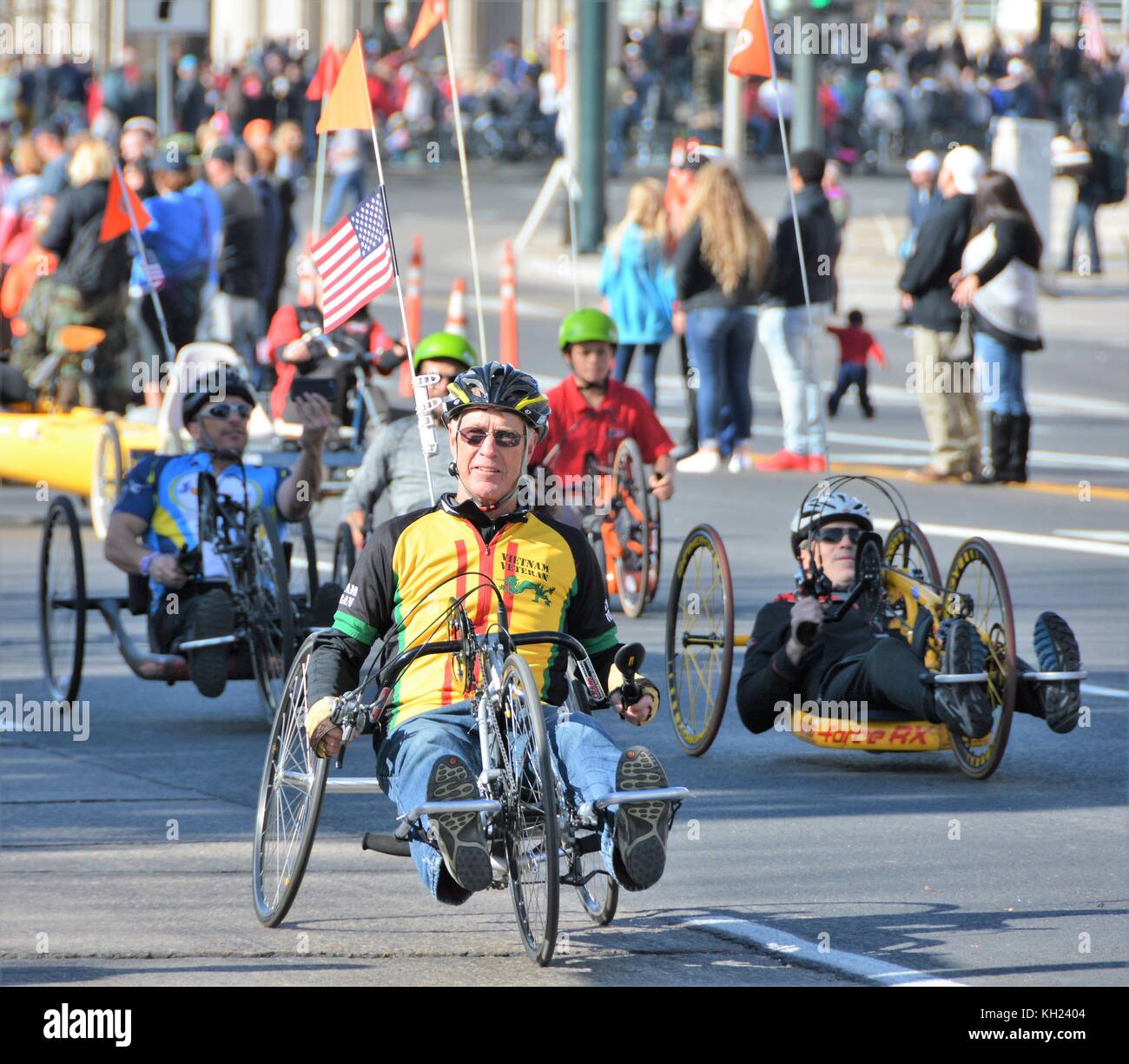 Behinderte Radfahrer Stockfoto