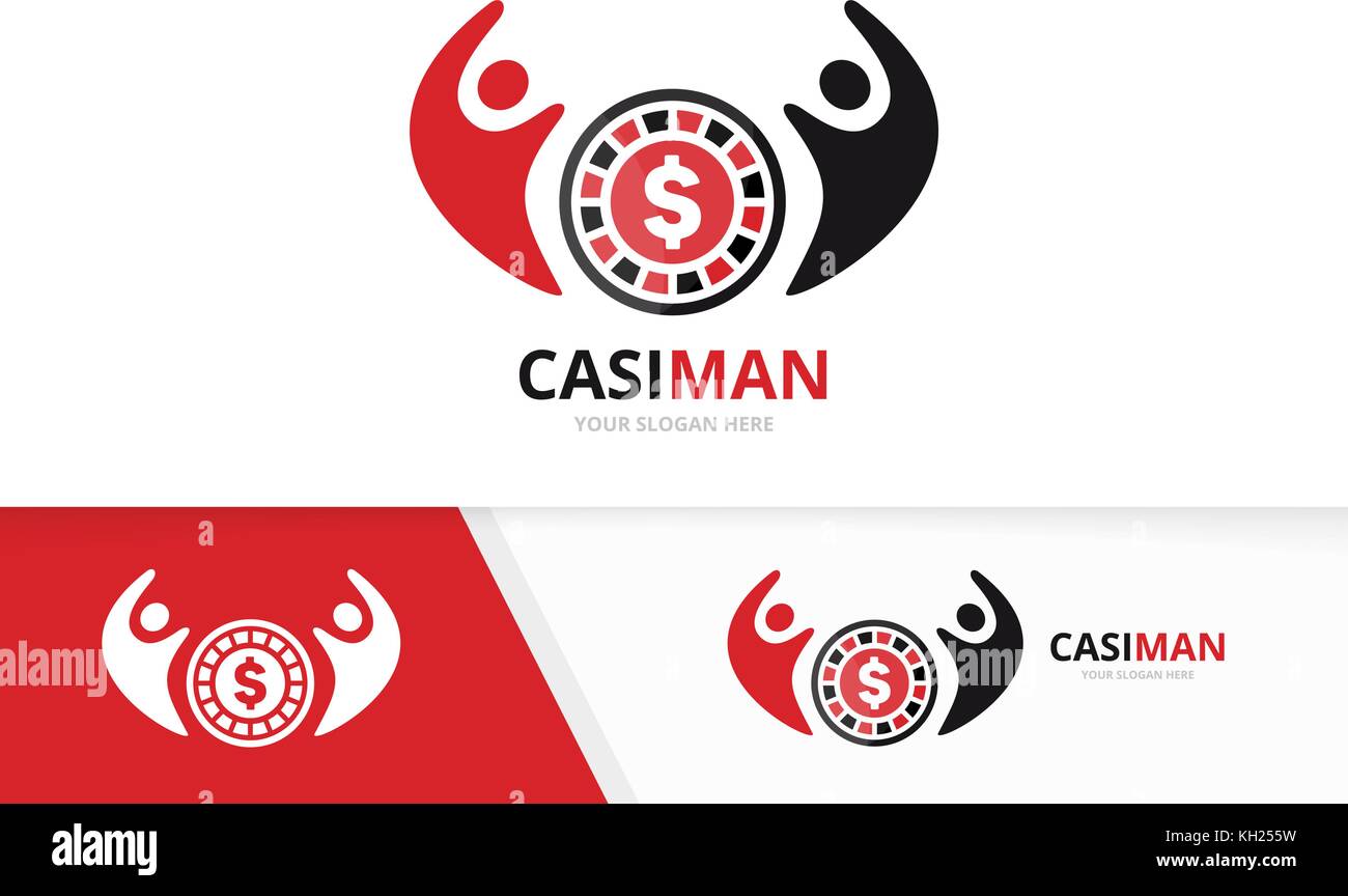 Vektor casino und Leute logo Kombination. Chip und Familie Symbol. Einzigartige roulette spiel und Union, Hilfe, verbinden, Team Logo Design Template. Stock Vektor
