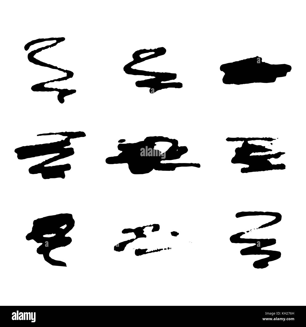 Markierung für Handzeichnung verdunkeln. Vektor-Strichset-Design, Tinte Grafik grunge schwarze Farbe Illustration Stockfoto