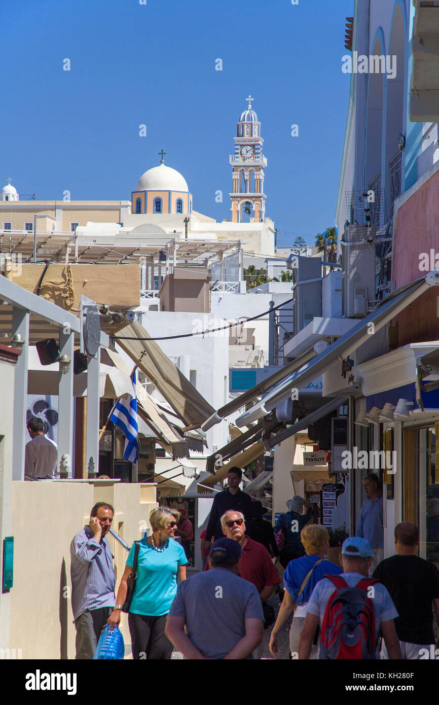 Souvenirläden zu einem Alley, Thira, Santorini, Kykladen, Griechenland, Mittelmeer, Europa Stockfoto