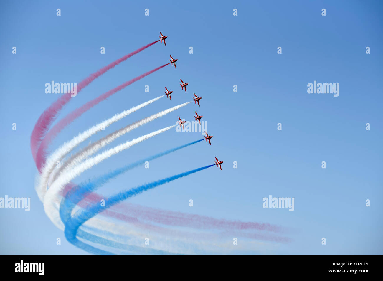 Red Arrows Kunstflugteam auf der Athen Flying Week 2017 Flugschau im Luftwaffenstützpunkt Tanagra, Griechenland Stockfoto