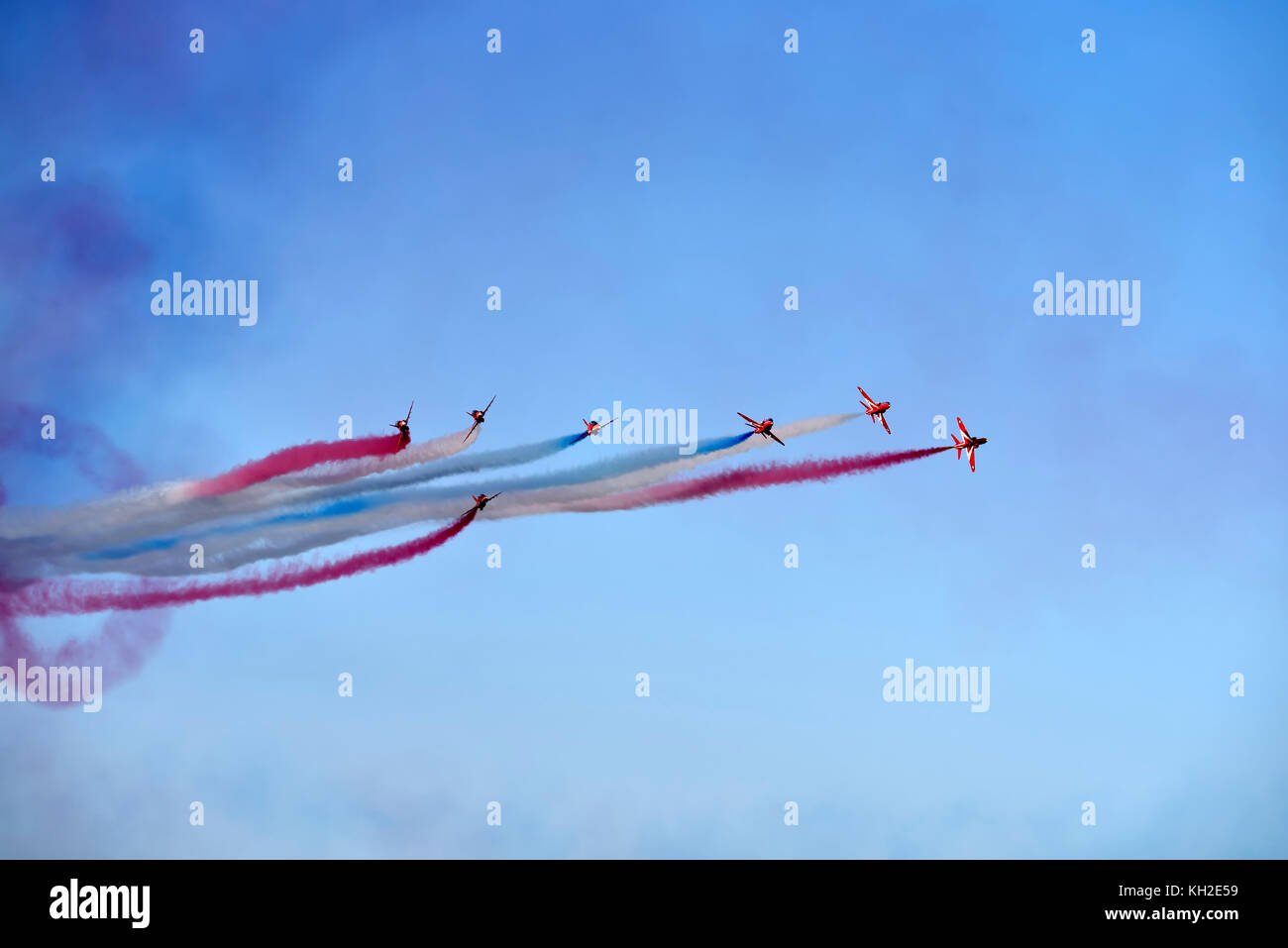 Red Arrows Kunstflugteam auf der Athen Flying Week 2017 Flugschau im Luftwaffenstützpunkt Tanagra, Griechenland Stockfoto