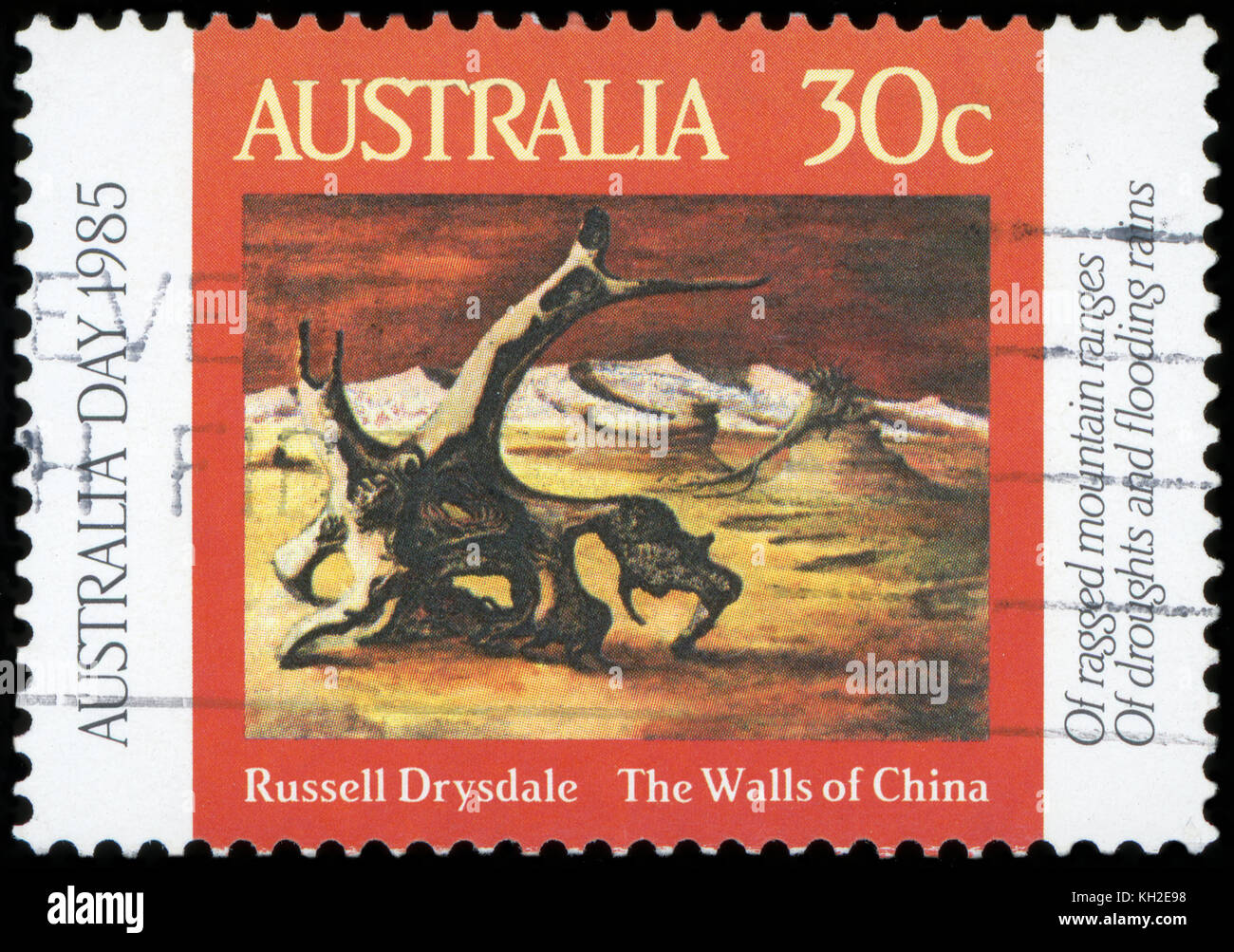 Australien - ca. 1985: eine stornierte Briefmarke aus Australien, Australien Tag, 1985 ausgestellt. Stockfoto
