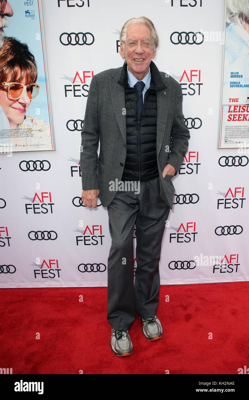 Hollywood, Ca. Nov. 2017. Donald Sutherland bei Der "Leisure Sucher Special Screening" Während des AFI fest 2017 im Egyptian Theatre in Hollywood, Kalifornien am 12. November 2017. Kredit: Faye Sadou/Media Punch/Alamy Live News Stockfoto