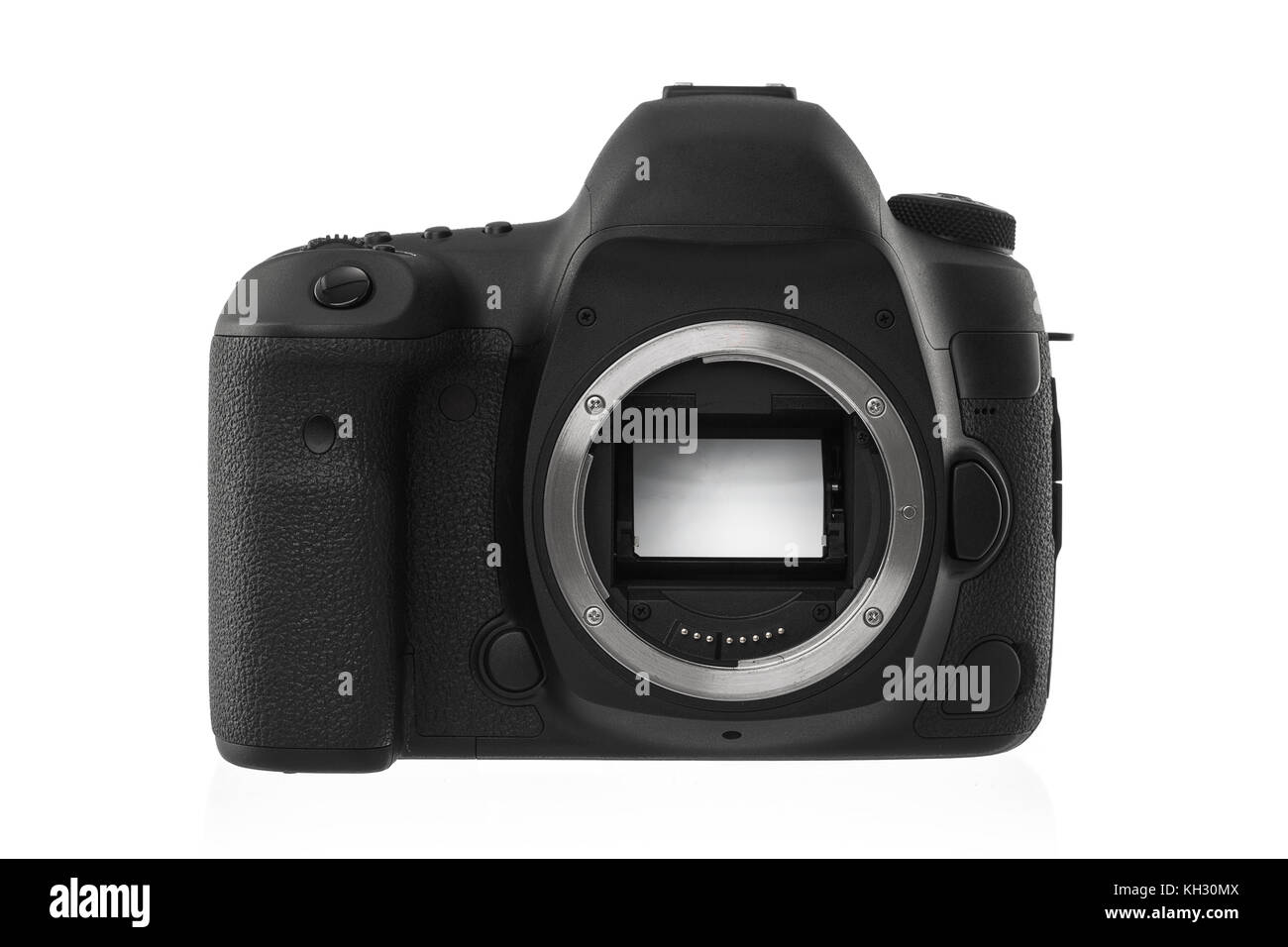 Isolierte Spiegelreflexkamera auf weißem Hintergrund Stockfoto