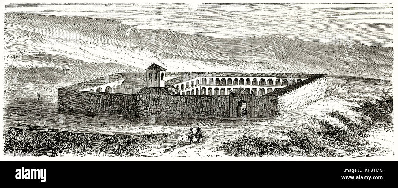 Alte Ansicht von Recoleta Kloster, Peru. Von Riou, Publ. Bei le Tour du Monde, Paris, 1863 Stockfoto