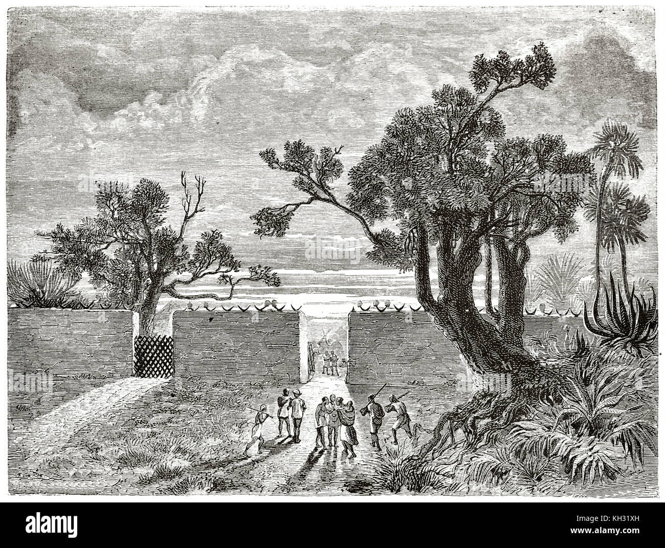 Alte Ansicht von Abomey Tor, Benin. Durch Foulquier, Publ. Bei le Tour du Monde, Paris, 1863 Stockfoto