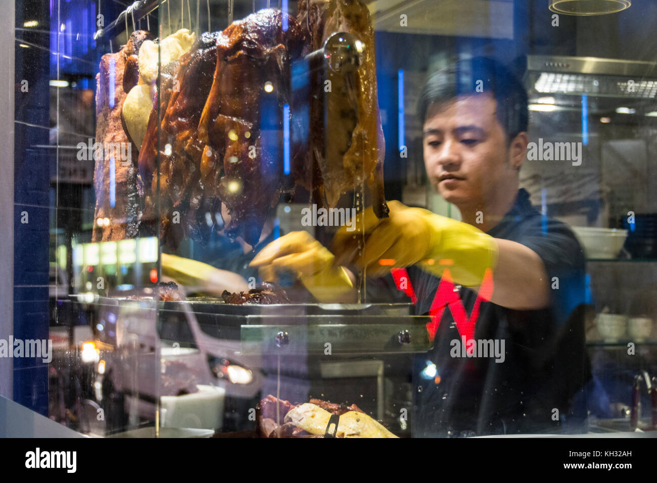 Aromatische Chinesischen knusprige Ente auf Anzeige in China Town, London, England, UK. Stockfoto