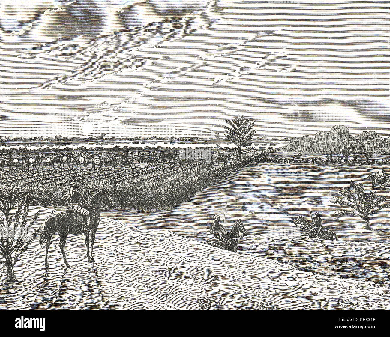 Hicks Pascha Expeditionary Force bis Kordofan, 1883, Camp bei Sonnenaufgang brechen Stockfoto