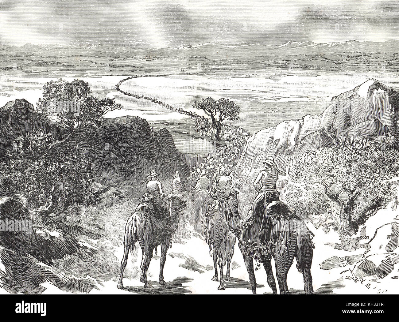 Der marsch durch die Wüste, Hicks Pascha Expeditionstruppe nach Kordofan, 1883, Sudankrieg Stockfoto