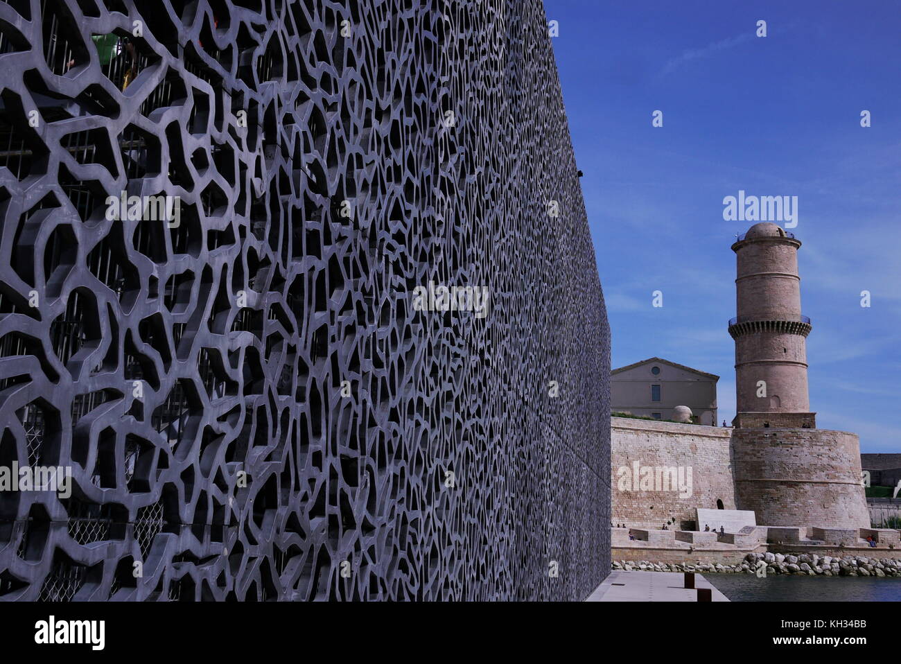 Allgemeine Ansichten des Viertels La Joliette Port, Marseille, Frankreich Stockfoto
