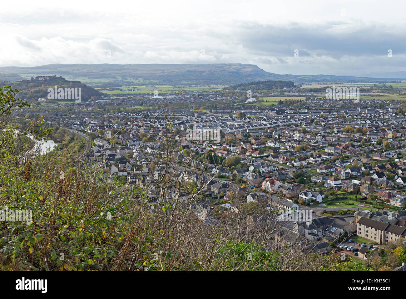 Anzeigen von Stirling von Wallace Monument, Stirling, Schottland, Großbritannien Stockfoto