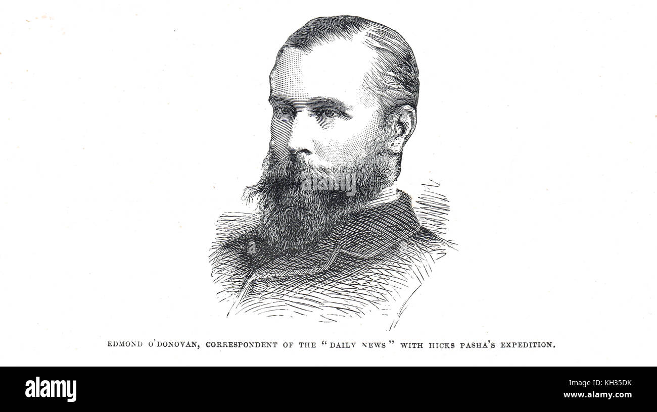 Edmond O’Donovan, irischer Kriegsberichterstatter, Daily News, wurde 1883 von Truppen Muhammad Ahmads in der Schlacht von Shaykan, Kordofan, Sudan getötet Stockfoto