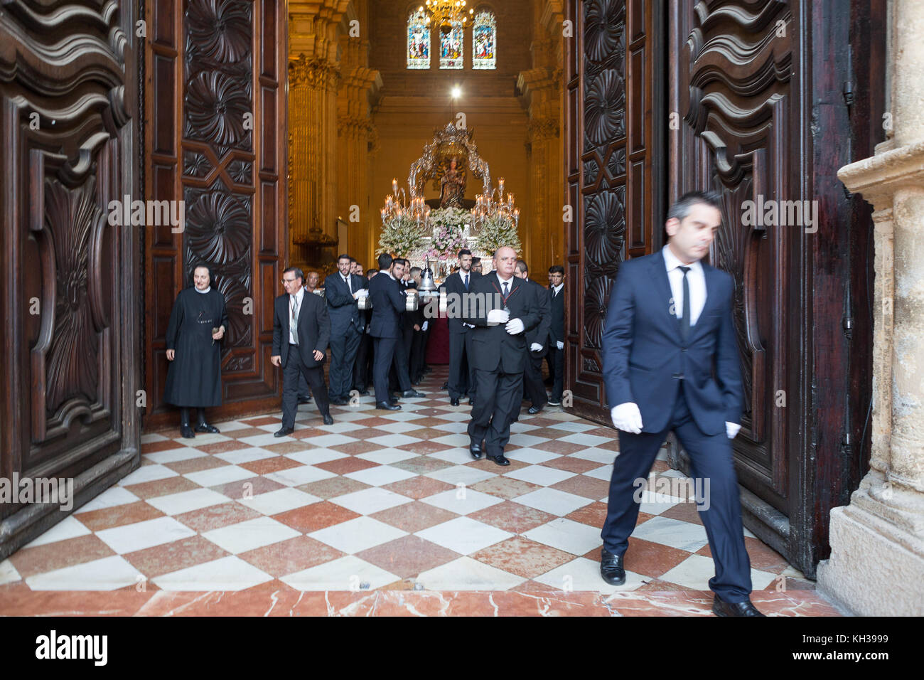 Jedes Jahr im September in Málaga der Tag der Virgen de la Victoria gefeiert wird. Der 8. September, wenn die Prozession stattfindet. Stockfoto