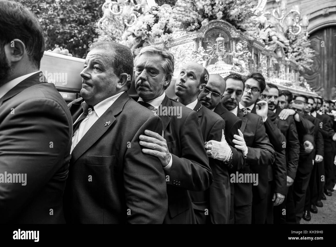 Jedes Jahr im September in Málaga der Tag der Virgen de la Victoria gefeiert wird. Der 8. September, wenn die Prozession stattfindet. Stockfoto