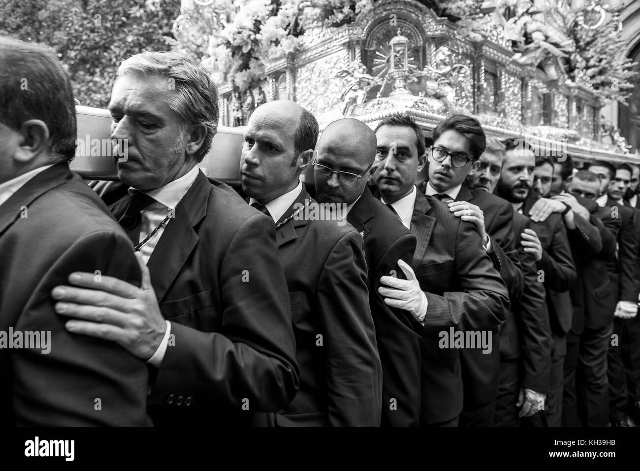 Jedes Jahr im September in Málaga der Tag der Virgen de la Victoria gefeiert wird. Der 8. September, wenn die Prozession stattfindet. Stockfoto