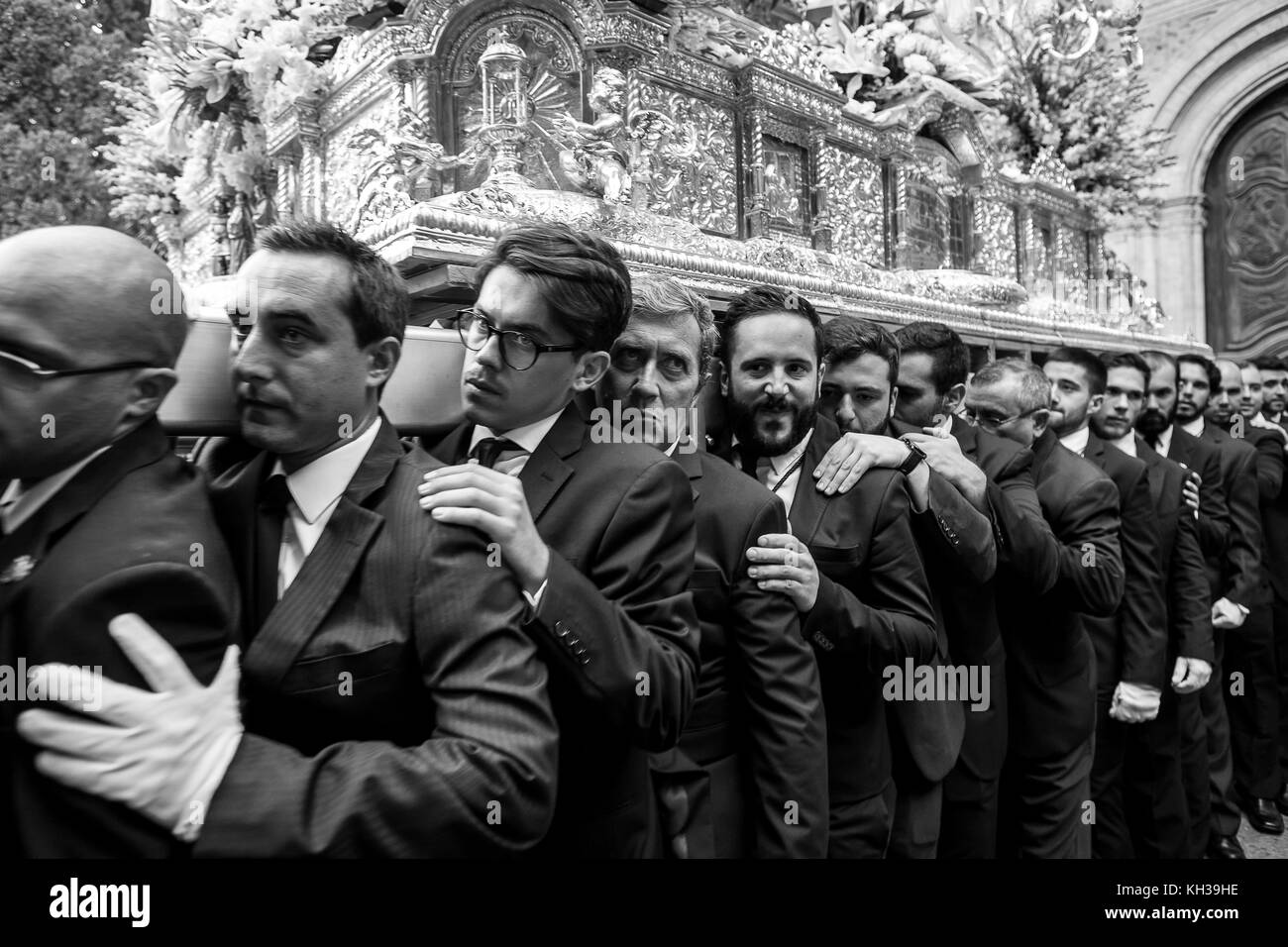 Jedes Jahr im September in Málaga der Tag der Virgen de la Victoria gefeiert wird. Der 8. September, wenn die Prozession stattfindet. Stockfoto