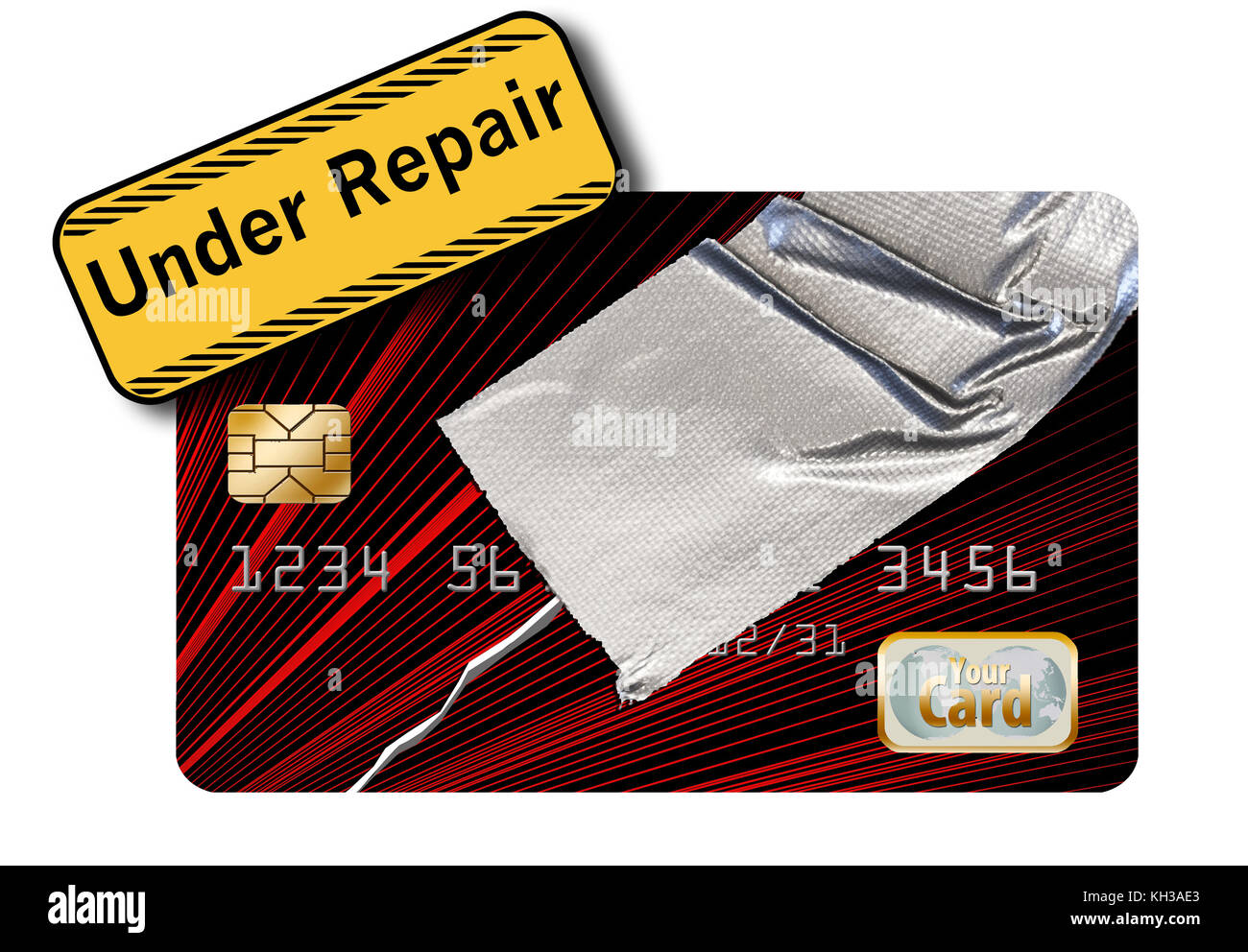 Kreditkartenzinssatz. Isoliert auf Weiß. Stockfoto