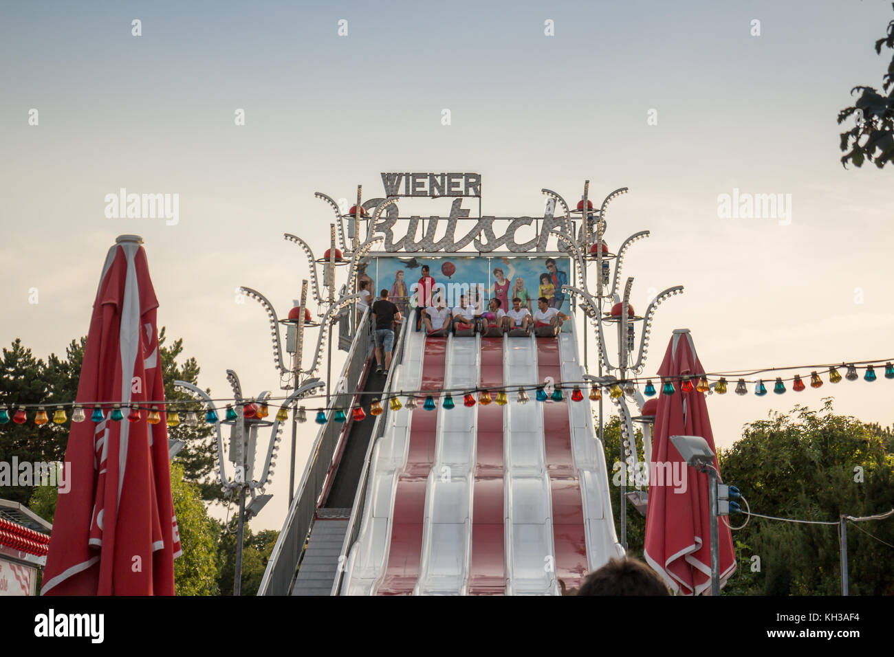 Amusement Park, fair, Rutsche Rutsche, Prater Wien Österreich 26, August 2017 Stockfoto