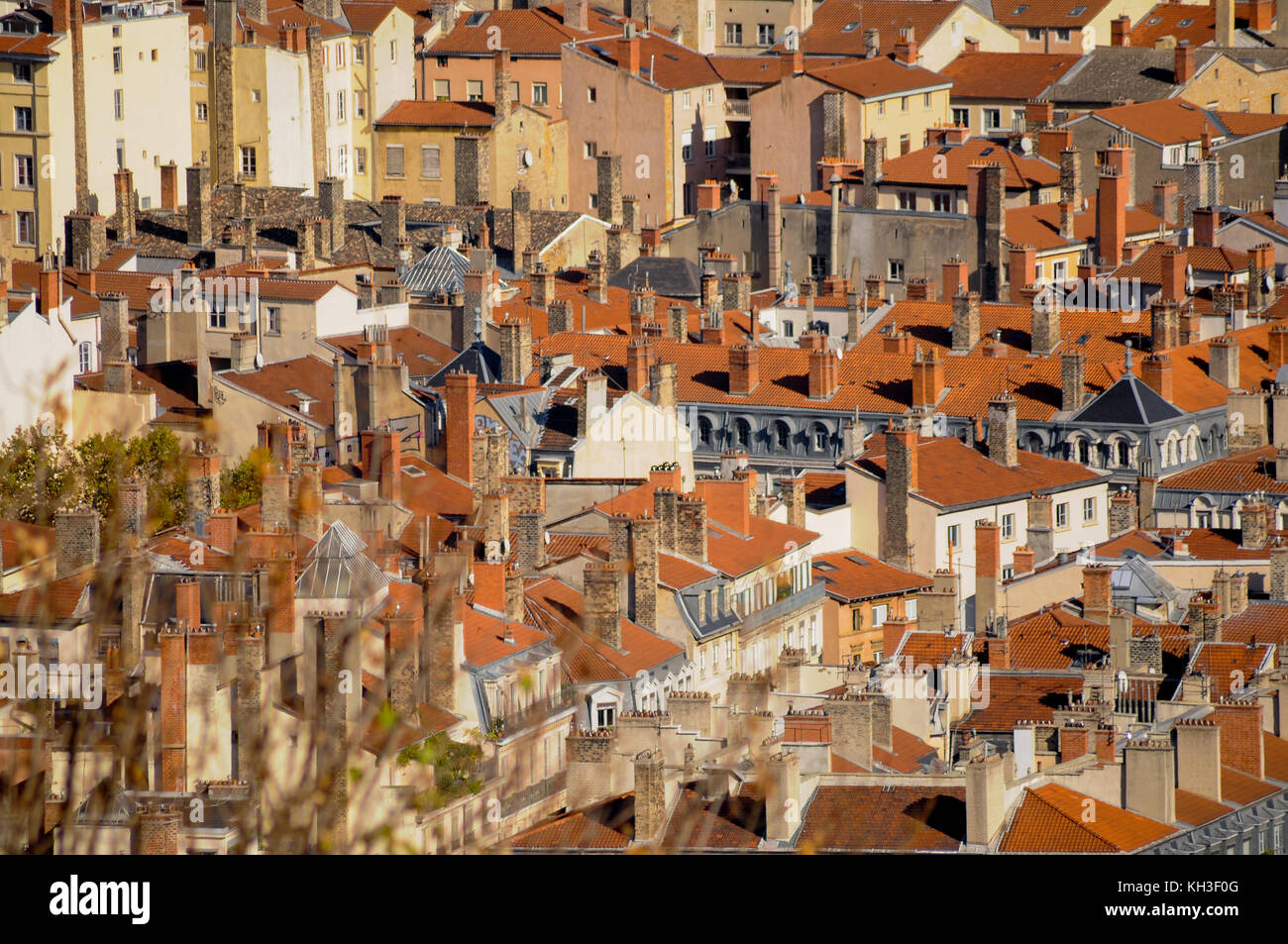 Die Dächer des Viertels Saint-Jean, Lyon, Frankreich Stockfoto