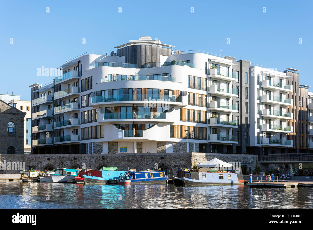 Moderne Riverside Apartments, Hannover Quay, Schwimmenden Hafen, Harbourside, Bristol, England, Vereinigtes Königreich Stockfoto