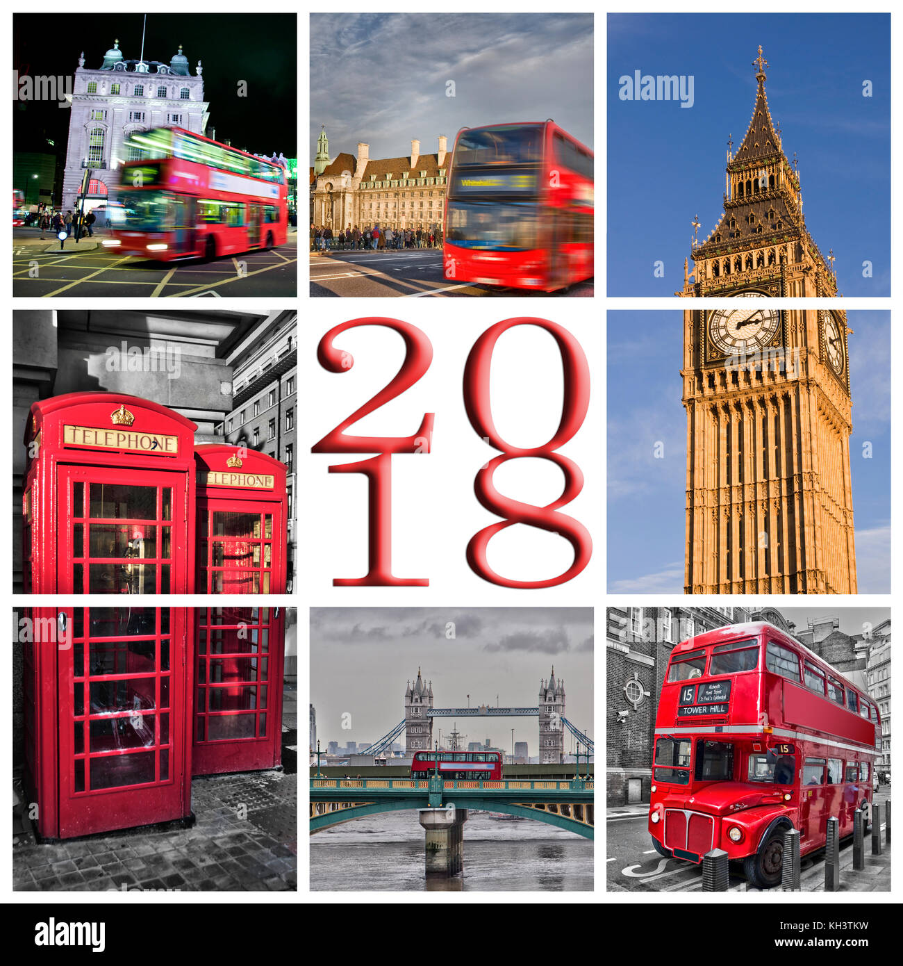 2018 London Fotos collage Grußkarte Stockfoto
