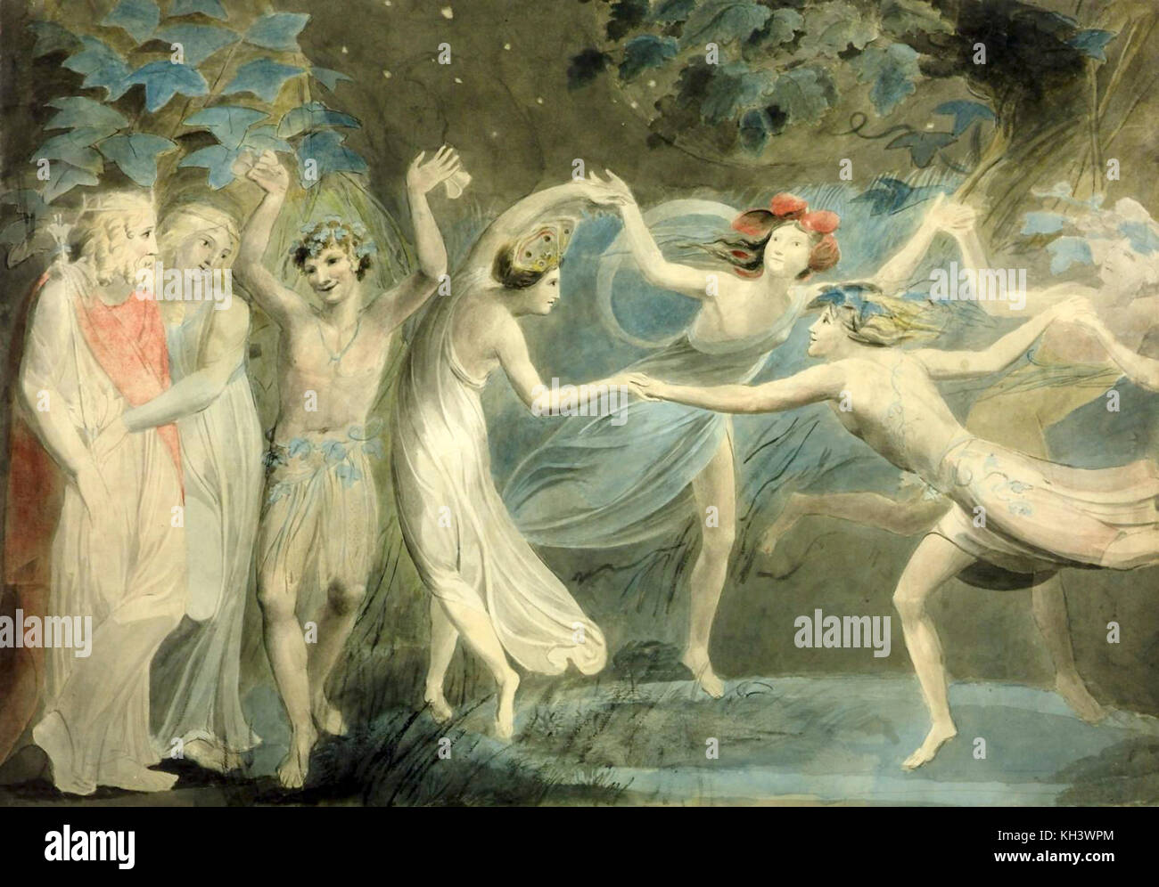 Oberon, Titania und Puck mit Feen, die um 1786 Uhr tanzen, William Blake Stockfoto