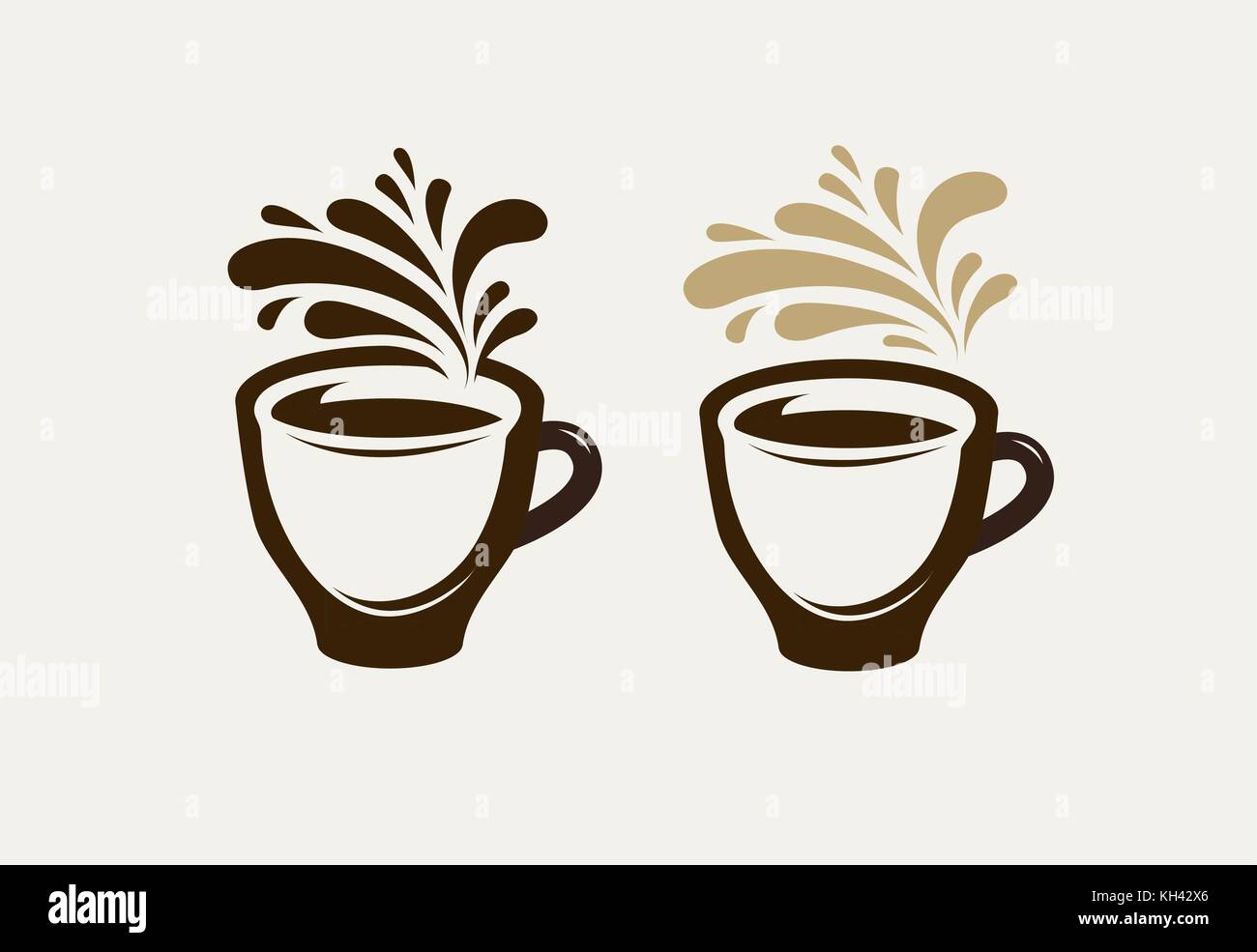 Café, Logo oder Emblem des Kaffeehauses. Symbol für Tasse Kaffee, Espresso, Tee, Heißgetränk. Vektorabbildung Stock Vektor