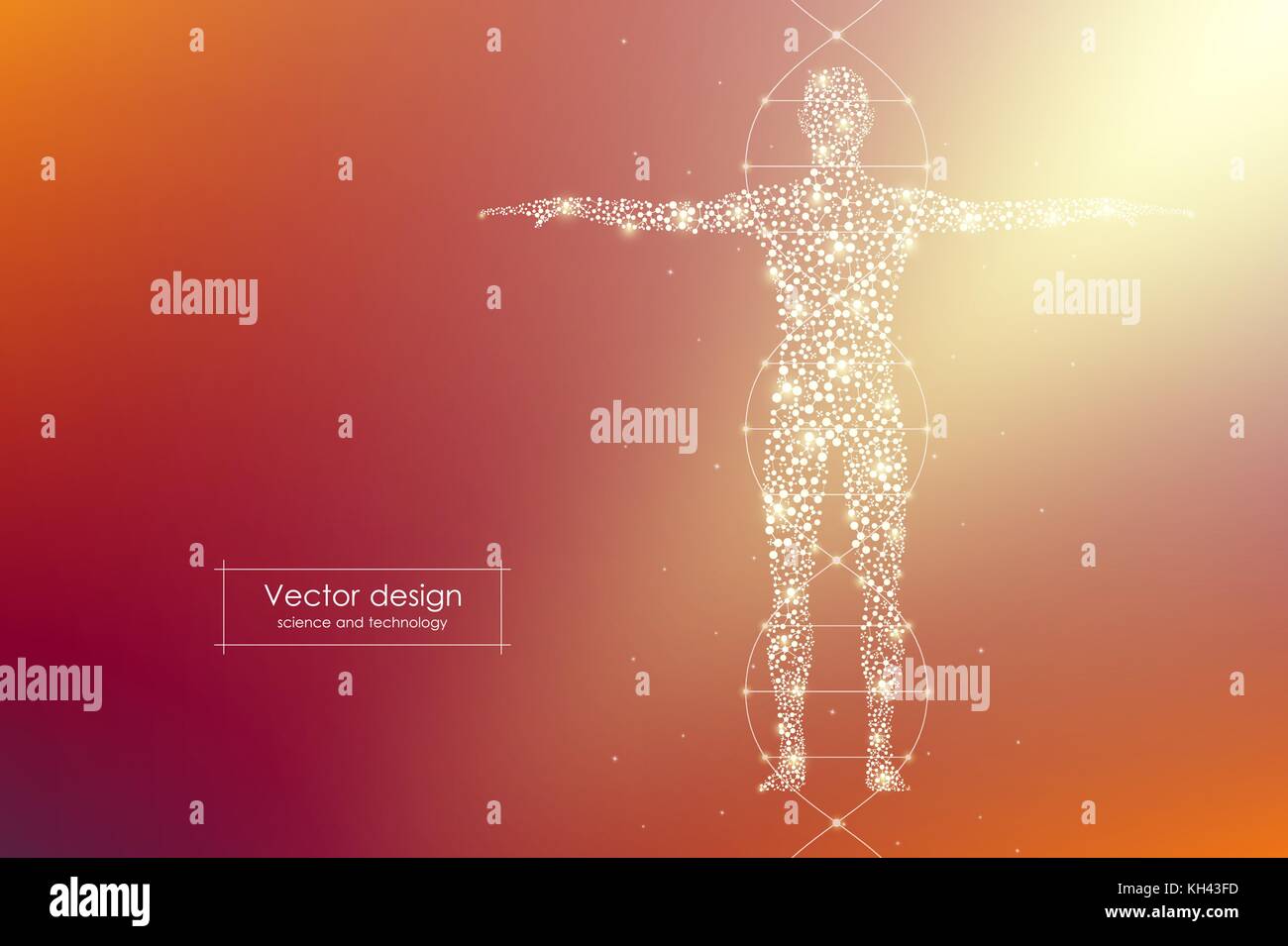 Abstrakte menschliche Körper mit Molekülen DNA. Medizin, Wissenschaft und Technologie. Vector Illustration Stock Vektor
