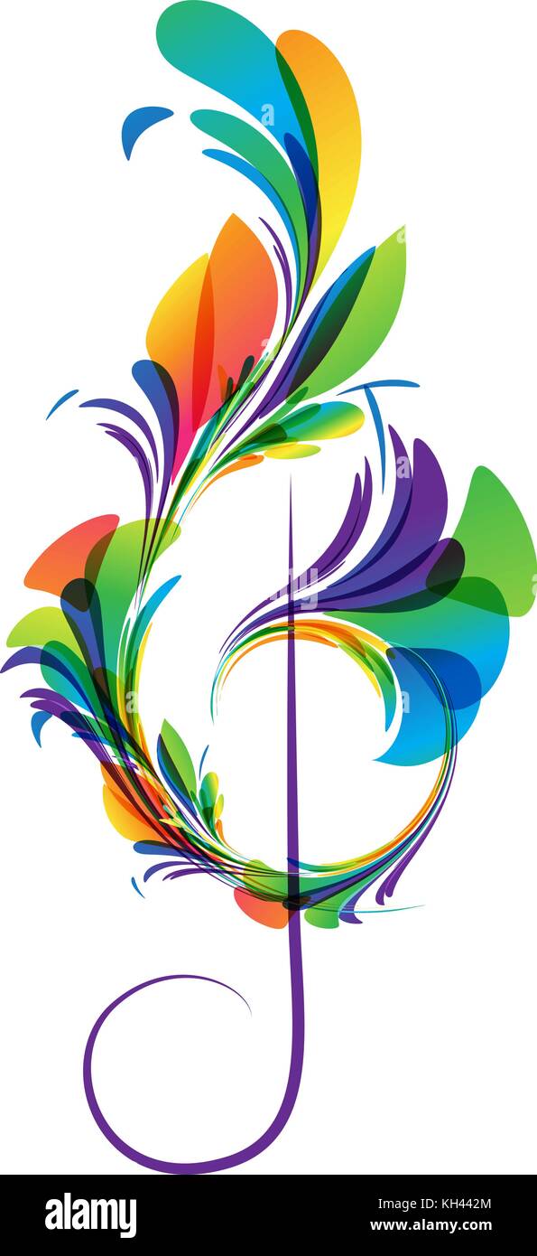 Kunst Violinschlüssel auf weißem Hintergrund, Vector Illustration Stock Vektor