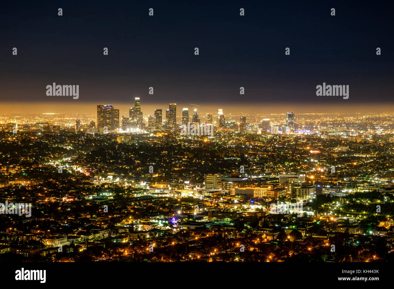 Los Angeles LA City Nacht Blick vom Griffith Observatorium Stockfoto
