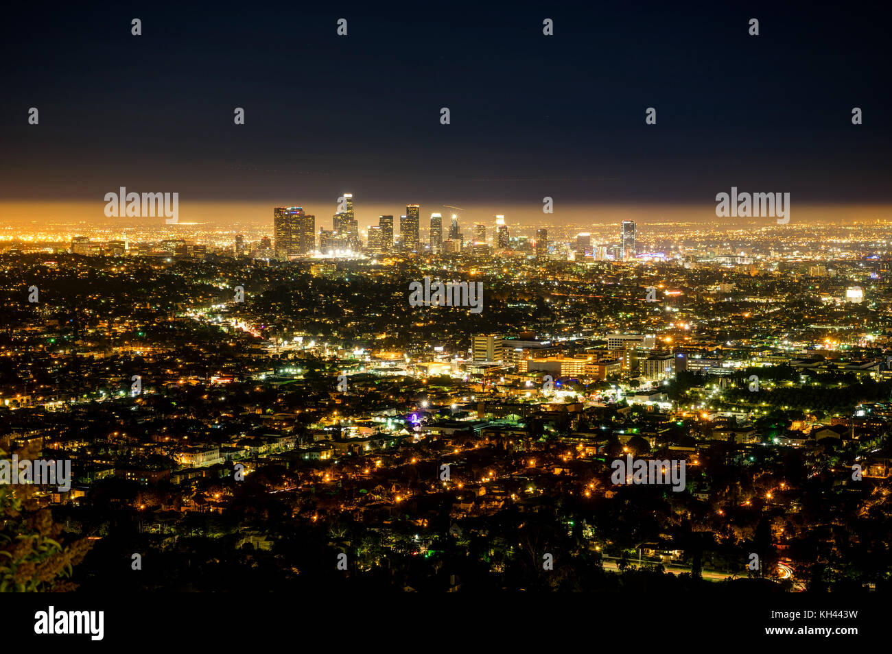 Los Angeles LA City Nacht Blick vom Griffith Observatorium Stockfoto