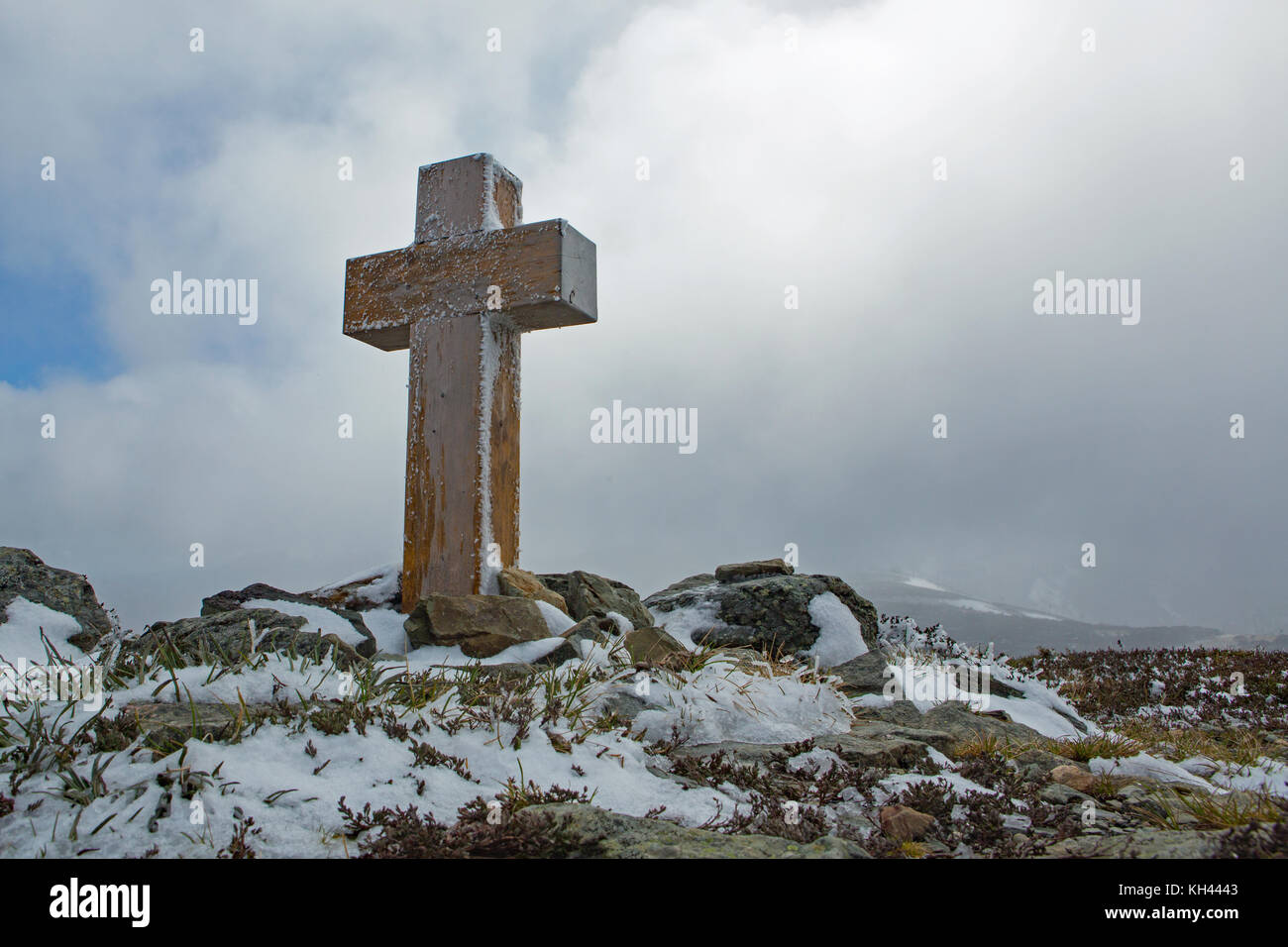 Straße marker Kreuz Mt Hotham, Victoria Stockfoto